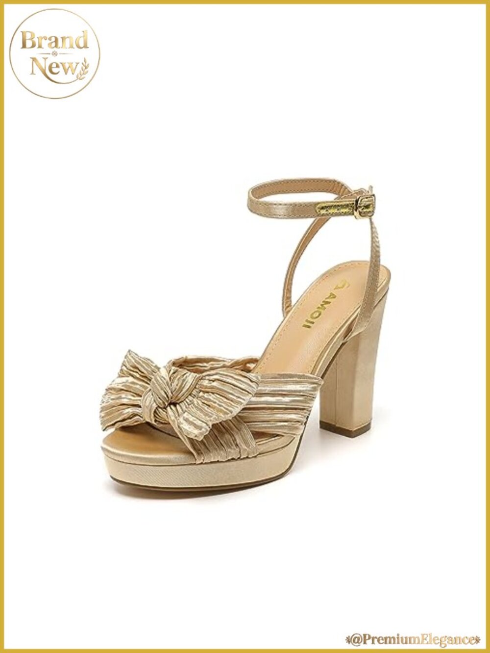 Women's Chunky Platform Heels 4" Bowknot Ankle Strap Sandals